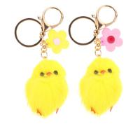 VALICLUD 2pcs Cute Plush Chick Keychain Pendant Fluffy Yellow Chicken Bag Charm for Easter Party Favors Mini Accessory for Bags Wallets and