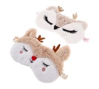 VALICLUD 2pcs Cute Plush Reindeer Eye Mask for Sleeping Light Blocking Sleep Mask for Women for Party Games and Holiday Celebrations for Home and Travel Use