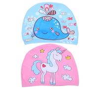 VALICLUD 2pcs Cute Unisex Swimming Caps for Bathing and Regular Swimming Lessons, Comfortable Polyester Swim Caps Protect Hair, Fashionable and Suitable for Young Boys
