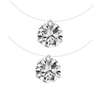 VALICLUD 2pcs Dainty Zircon Pendant Necklaces for Invisible Fish Wire Chains Delicate Transparent Clavicle Jewelry for Daily Wear Party Club