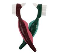 VALICLUD 2pcs Denture Brush Hard Bristle Double Head Cleaner for False Teeth Oral Care Stain Removing Portable Dental Brush for Travel and Home Maintenance