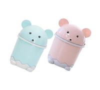 VALICLUD 2Pcs Desktop Trash Cans with Push Top Lid Wear Resistant Household Garbage Bins for Kitchen Bedroom Living Home Supply Blue and Pink