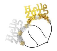 VALICLUD 2pcs Digital Draw Hairband Happy Year Headbands for Women Year Party Favors Glitter Headpiece for Eve Celebrations