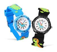 VALICLUD 2pcs Dinosaur Watches for Boy Girl Cartoon Design Bright Colors Arabic Numbers Fun for Toddlers