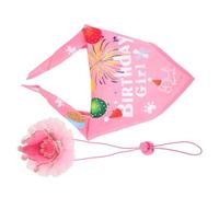 VALICLUD 2Pcs Dog Birthday Hat and Pink Scarf Set for Pets, Adjustable Pet Party Crown and Triangle Bandana Accessories for Puppy Birthday Celebrations