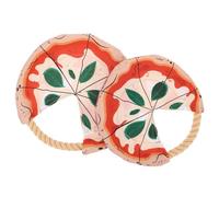 VALICLUD 2PCS Dog Flying Disc with Cotton Rope, Bite-Resistant Pizza Shape Fetching Discs for Puppy Training and Outdoor Interactive Play