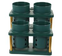 VALICLUD 2pcs Double Chopstick Holder with Drainage Wear Resistant Desktop Cutlery Organizer for Kitchen Utensils Storage Practical Chopsticks and Cutlery Stand with Fresh Green Gold Color