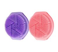 VALICLUD 2PCS Double-Sided Silicone Body Scrubber with Soft Bristles, Back Exfoliating Shower Brush for Gentle Skin Cleansing, Palm-Sized Multi-Functional Bath Brush for Men and Women, Pink