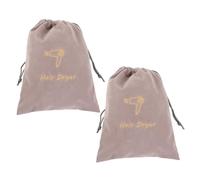 VALICLUD 2pcs Drawstring Hair Dryer Bags Lightweight Pouch Portable Travel Organizer for Hairdryer Jewelry Skincare Storage Reusable Washable Grey Velvet