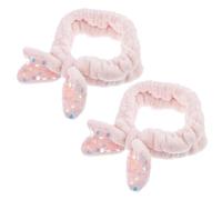 VALICLUD 2pcs Elastic Makeup Hair Bands with Sequin Bow-knot Design Soft Spa Headbands for Women Stretchy Hair Scrunchies for Face Washing and Daily Use Pink
