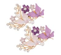 VALICLUD 2pcs Elegant Butterfly Flower Hair Clips for Women Alloy Vintage Hairpins with Rhinestones and Faux Pearls Retro Duckbill Barrettes for Weddings Parties and Formal Occasions