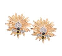 VALICLUD 2pcs Elegant Daisy and Bee Brooch Pin Vintage Rhinestone Lapel Pins with Secure Safety Back for Women Dresses Jackets and Coats Stylish Floral Badge Accessories for Weddings Events