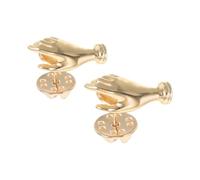 VALICLUD 2pcs Elegant Floral Lapel Brooch with Swappable Blooms, Vintage Hand-shaped Bouquet Pin in Golden Copper for Daily Wear and Seasonal Celebrations