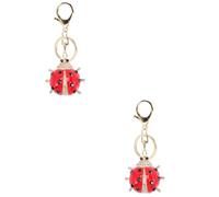 VALICLUD 2pcs Fashion Rhinestone Ladybug Keychain Pendant Creative Key Accessories for Women Bright Cartoon Insect Bag Charm Unique for Birthdays Valentine Day and More