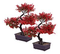 VALICLUD 2pcs Faux Potted Plants Imitation Bonsai Ornaments Plastic Artistic Workmanship Never Needs to Be Trimmed Practical Decorative Pieces for Garden and Office Bookshelves