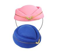 VALICLUD 2pcs Flight Attendant Beret Hats Lightweight Stewardess Cosplay Accessories for Women Air Hostess Uniform Caps for Stage Performance Party Work Travel Comfortable Fit