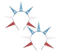 VALICLUD 2pcs Glitter Star Tiara Headbands Soft Flexible Patriotic Hairbands for July Memorial Day Veterans Day Statue of Liberty Crown Design for Festival Party Costume Accessories Adults