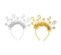VALICLUD 2pcs Glitter Star Year Headband Lightweight Comfortable Hairband for Women Silver Gold Festive Party Accessories Photo Props