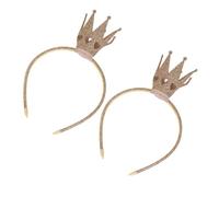 VALICLUD 2pcs Gold Crown Headband for Soft Fabric Birthday Queen Tiara Party Hairband Comfortable Princess Hair Hoop for Halloween Christmas Cosplay