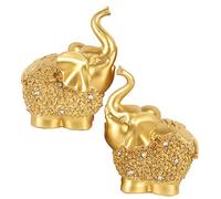 VALICLUD 2pcs Gold Resin Elephant Figurines Small Statue Decorative Ornaments for Car Interior and Home Desk Accent with Vivid Details and Classic Design