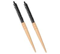 VALICLUD 2pcs Hair Styling Curling Comb Set Nylon Bristles and Wood Handle, Small Roll Hairbrush for Curly Hair, Volumizing Roots and Bangs, Household Blow Drying Tool for Women