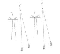 VALICLUD 2pcs Hairpin Jewelry Chinese Hair Sticks for Buns Hair Chopsticks Dragonfly Design Forks for Long Curly Accessories Wedding Guest Messy Bun Maker