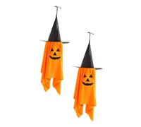 VALICLUD 2pcs Halloween Hanging Decorations Cute Witch Hat and Pumpkin Ornaments for Indoor Outdoor Spooky Party Decor Reusable Festive Halloween Hat Accents