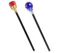 VALICLUD 2pcs Halloween King Cane Prop Decorative Walking Wand for Costume Party Cosplay Accessories Blue Rhinestone and Royal Staff for Witch Theme Masquerade Events