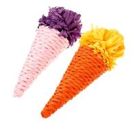 VALICLUD 2Pcs Hamster Chewing Ice Cream Shape, Straw Woven Small Animal Teething for Guinea Pigs, Bunnies and Parrots, Natural Chew Playthings for Healthy Teeth and Oral Care