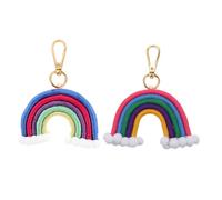 VALICLUD 2pcs Handwoven Rainbow Keychain Luck Bag Charms for Backpacks and Handbags Lightweight Keyring Pendants for Everyday Use and Peaceful Blessings