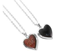 VALICLUD 2pcs Heart Pendant Necklace for Women, Temperature Sensing Mood Pendant with Color Changing Feature, Stainless Steel Alloy Material, Elegant and Unique Color