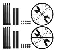 VALICLUD 2pcs Heavy-duty Metal Chicken Waterer Feeder Holder Stand with 4 Detachable Legs, Black round Rack 29x18cm for Coop Watering and Feeding Supplies