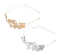VALICLUD 2pcs Hollow Butterfly Headband Wire Hair Crown in Gold and Silver Elegant Boho Wedding Headpiece for Girls Women Decorative Headband for Birthday Party Hair Accessories