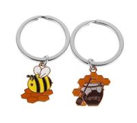 VALICLUD 2pcs Honeycomb Keychain Cute Cartoon Bee Pendant for Purse Backpack Car Key Chain Decor Funny Bee Gifts for Women