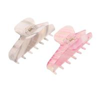 VALICLUD 2pcs Iridescent Stripe Pattern Hair Claws for Women Large Non-slip Claw Clips in Cherry Blossom Pink Elephant Grey Easy Grab Styling Accessories for Everyday and Party Looks