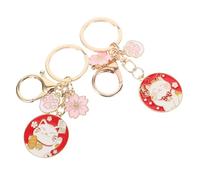 VALICLUD 2pcs Japanese Keychain Alloy Cute Cat Paw Pendant Bag Charm for Women Men Hanging Keyring Feng Shui Money Decoration Gift