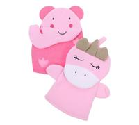VALICLUD 2pcs Kids Shower Gloves Exfoliating Bath Scrubber Mittens Cute Elephant Unicorn Design Skin Cleaning Bath Accessories for Children