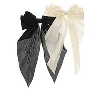 VALICLUD 2pcs Large Bowknot Hair Clips for Women Durable Metal Barrettes with Long Tail Design for Thick Curly Hair