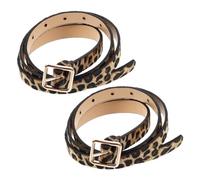 VALICLUD 2pcs Leopard Print Belt for Women Faux Leather Waist Belts Lady Reversible Jeans Accessories for Pants Dress