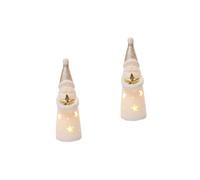 VALICLUD 2pcs Light Up Christmas Figurine Ceramic Desktop Ornament Indoor Glow Decor for Holiday Decoration Vivid Handheld Star Santa Claus Design Xmas Tabletop Adornment Gift