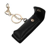 VALICLUD 2pcs Lipstick Pouch Key Chain Holder PU Material with Ring Portable Lip Balm Holder for Bag Keyring Practical Creative Cosmetic Accessory Black