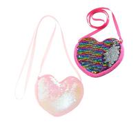VALICLUD 2pcs Little Girl Purse Kid's Crossbody Bag Heart Shaped Small Crossbody Bag Sequin Sparkling Mini Toddler Princess Shoulder Handbag Mini Kids Purse For Children Carrying Coins Small Treasures
