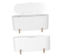 VALICLUD 2pcs Makeup Storage Box White Cosmetic Organizer with Transparent Cover Multi Function Holder for Pads Jewelry and Beauty Accessories Space Saving Desktop Storage for Dressing
