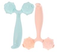 VALICLUD 2pcs Manual Massager Dual Massage Roller Sturdy Abs Muscle Relaxation Tool for Shoulder Neck and Back Pain Relief, Multifunctional Design for Office and Home Use Random Color