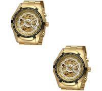 VALICLUD 2pcs Men's Automatic Mechanical Watch Stainless Steel Band Chronograph Watch for Men
