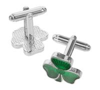 VALICLUD 2Pcs Men'S Shamrock Cufflinks Green Irish Clover Shirt Studs Formal Tuxedo Accessories for Weddings Business and St Patrick'S Day