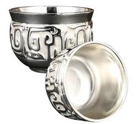 VALICLUD 2pcs Metal Wine Cups Small Drink Cups with Embossed Texture Reusable Alloy Silver Light Luxury Style for Casual Sipping and Wine Tasting