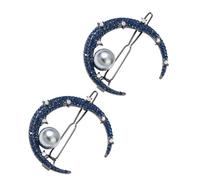 VALICLUD 2pcs Metallic Moon Pearl Headdress Elegant Hair Clips Rhinestones Fashionable Barrettes for Women Suitable for Parties Proms