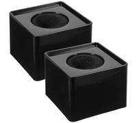 VALICLUD 2pcs Microphone Flag Station Square Cube Interview Mic Box Portable Abs Plastic Black 2.7 X 2.7 X 2.1 Inch Logo Display for TV Events