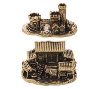 VALICLUD 2pcs Mini Brass Castle House Sculpture Rustic Vintage Home Decor